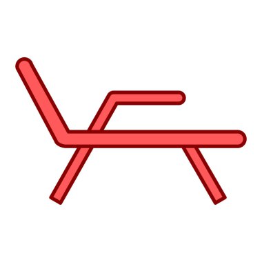 kırmızı güneşli sandalye ikon vektör illüstrasyonu