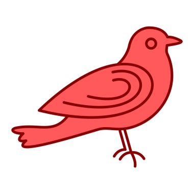 Beyaz arkaplan üzerinde sevimli kuş simgesi, satır biçimi, vektör illüstrasyonu