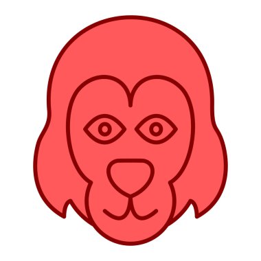 Sevimli aslan yüzlü, yürekli, vektör çizimli