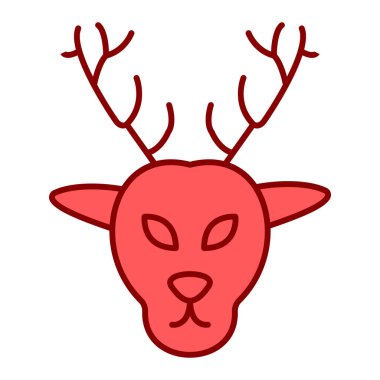 Geyik kafası ikonu. Web için ren geyiği vektör simgelerinin özet çizimi