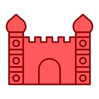 Şato kulesi ikonu. Web için ortaçağ inşa vektör simgelerinin düz çizimi
