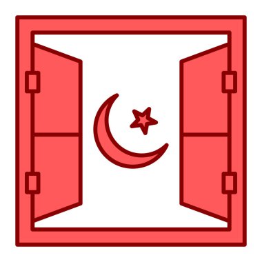 İslam açık pencerelerle, web simgesi basit illüstrasyonla başlar