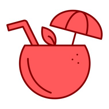 vektör yaz kokteyli simgesi, beyaz arkaplanda izole edilmiş illüstrasyon, düzenlenebilir vuruş