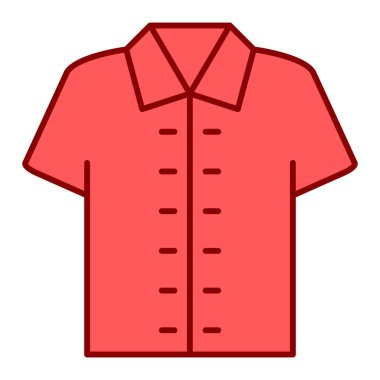 Kırmızı tişört ikonu. Web tasarımı için kıyafet vektör sembolünün basit bir gösterimi