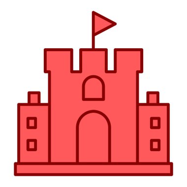 Şato kulesi ikonu. Beyaz arkaplanda izole edilmiş web tasarımı için vektör simgeleri oluşturulmasının basit bir gösterimi