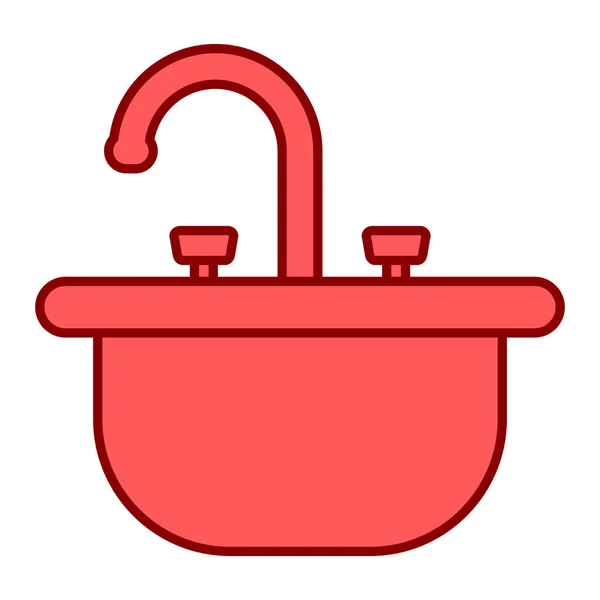 バスルームのシンクアイコン 白地に隔離された浴槽のベクトル要素の漫画イラスト — ストックベクタ