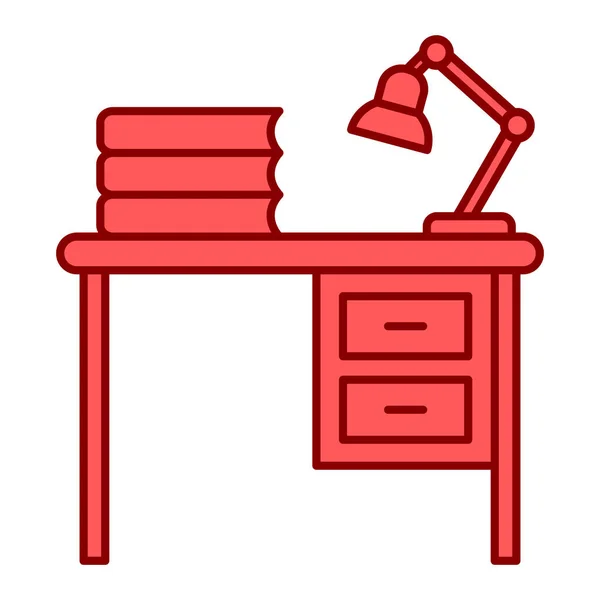 Schreibtisch Mit Büchern Und Lampenvektorillustration — Stockvektor