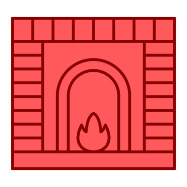 Şöminede baca simgesi var. Web tasarımı için ateş vektör simgelerinin özet çizimi