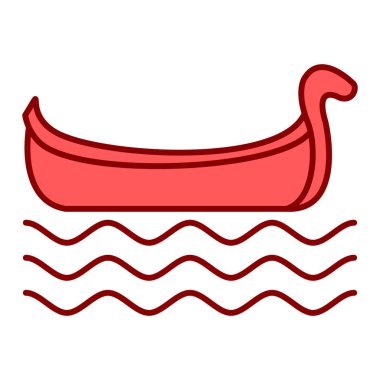 Denizde tekne, ağ simgesi, basit illüstrasyon