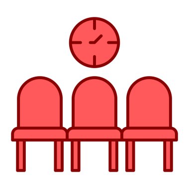 Saati olan sandalyeler, bekleme odası çizimleri.