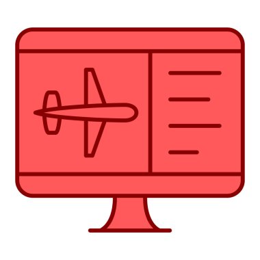monitörde uçak, seyahat simgesi çizimi