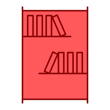 Kitaplı kitaplık, kütüphane simgesi vektör illüstrasyonu