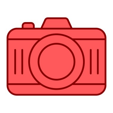 Kamera fotoğraf ikonu. Video aygıtı vektörünün ana hatlı fotoğrafçılığı ve web tasarımı için tema ögeleri