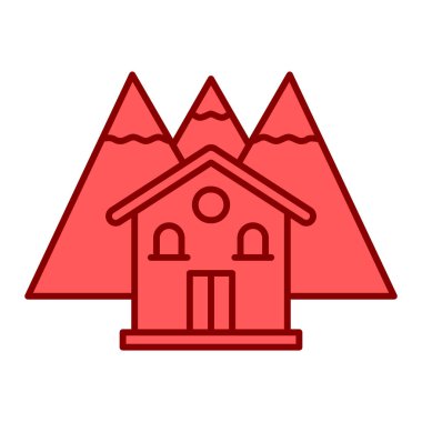 Ev vektör illüstrasyon tasarımlı kış manzarası