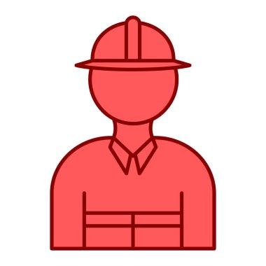 İnşaatçı simgesi. işçi avatarı. İnsan yapımı ve bakım teması. Yalnız tasarım. vektör illüstrasyonu
