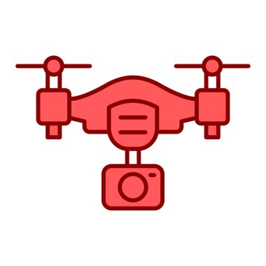 İHA kamera simgesi. Web tasarımı için kuadrokopter vektör sembolünün basit çizimi