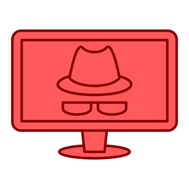 Beyaz arkaplanda kırmızı ekran izole edilmiş bilgisayar monitörü