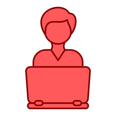 Dizüstü bilgisayarı ve defter vektör çizimi olan kadın