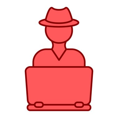 Şapkalı ve dizüstü bilgisayarlı adam vektör çizimi tasarımı