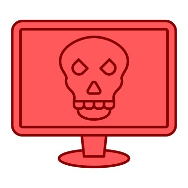 kafatası vektör illüstrasyon tasarımı ile bilgisayar monitörü