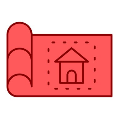 Kırmızı ve beyaz çizgi ev simgesinin vektör çizimi