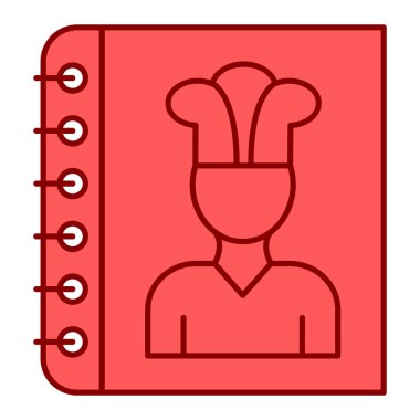Kitap ikonunda şapkası olan şef. vektör illüstrasyonu