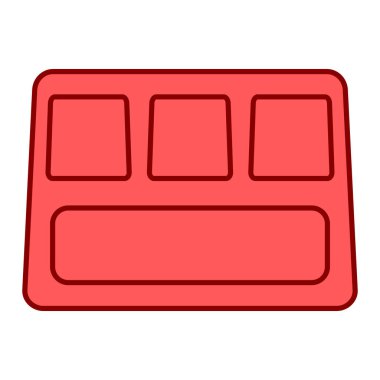 tuğla bir duvarın arka planında kırmızı ve beyaz kare kutu simgesi