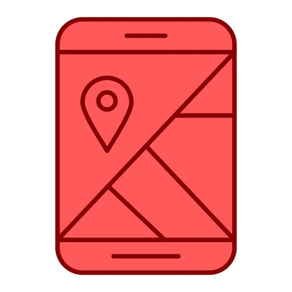 Gps Navigationssymbol Umriss Smartphone Mit Kartenvektorillustration — Stockvektor