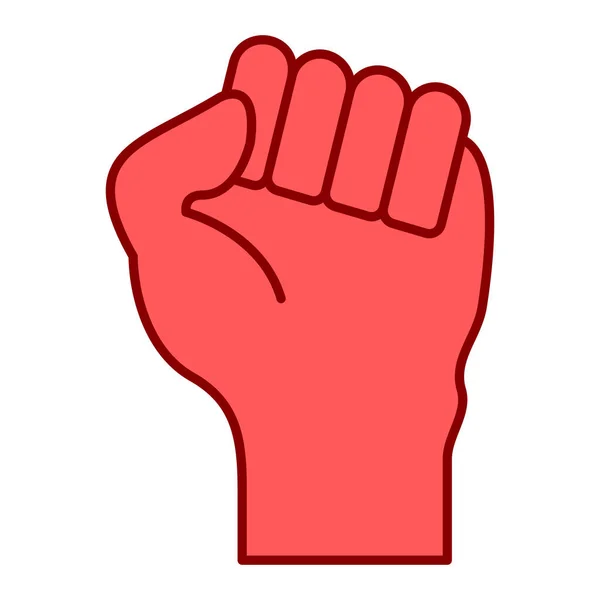 Mano Con Puño Rojo Icono Ilustración Vectorial — Vector de stock