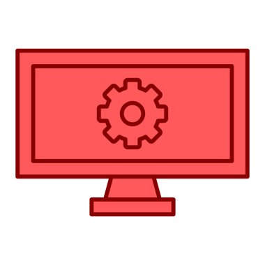 Ayarları ve dişli ikon vektör illüstrasyon tasarımlı bilgisayar monitörü