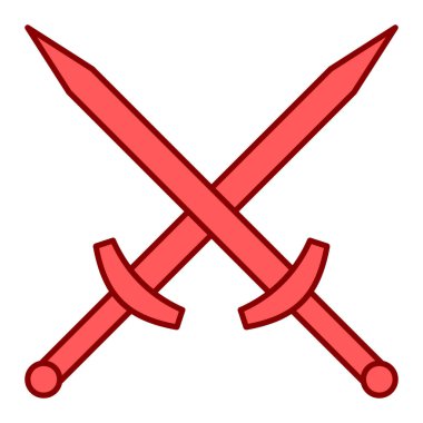 Kırmızı kılıç çapraz ve ortaçağ kılıçları, izole vektör illüstrasyonu