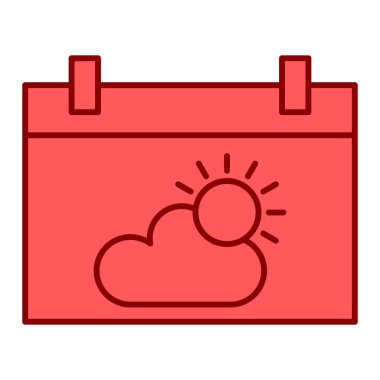 Bulut çizgisi tarzı ikon tasarımı, yaz mevsimi ve doğa temalı illüstrasyon