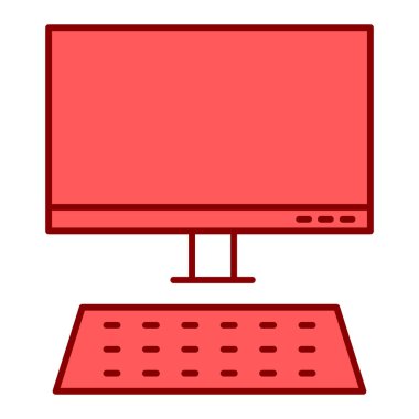 Kırmızı ekranlı bilgisayar klavyesi izole edilmiş ikon vektör illüstrasyon tasarımı