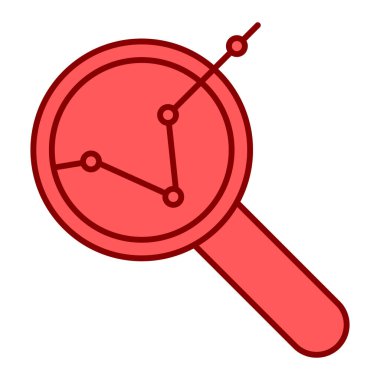 Büyüteç, kırmızı çizgi simgesi. vektör illüstrasyonu