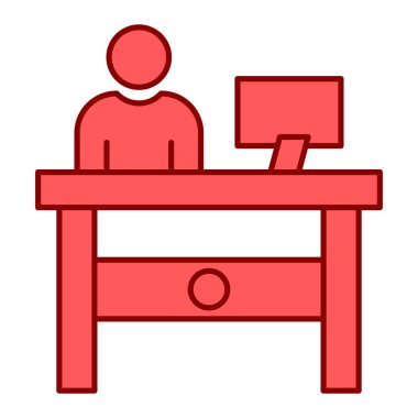 ofis çalışanı ve masaüstü avatar tasarımı, vektör illüstrasyon grafiği