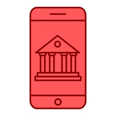 Banka ikonlu akıllı telefon. vektör illüstrasyonu