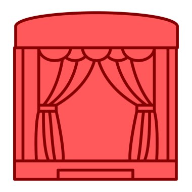 perde ikonu. Web tasarımı için tiyatro vektör simgelerinin düz çizimi