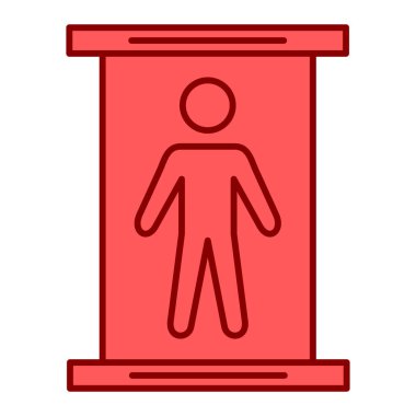 Kırmızı çizgi simgesi olan adam, kavram çizimi, dış hat sembolü, vektör işareti, doğrusal mavi arkaplan