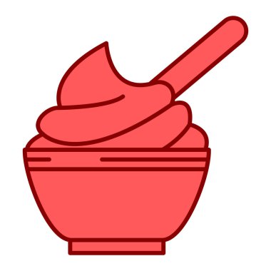 Soslu bir kase çorba ve yemek çubuğu vektör çizimi.