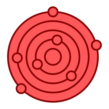 Atom ve uzay sembolünün vektör çizimi. Ağ için Mars ve gezegen borsa işaretleri.