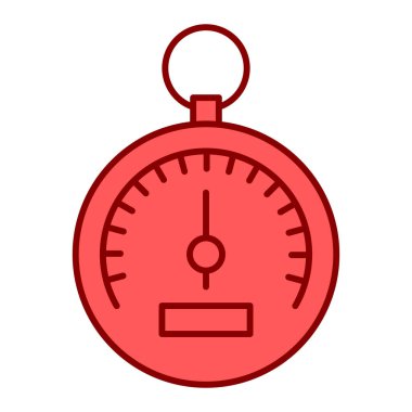 Kronometre simgesi. kronometre işareti. Kırmızı düz dizayn. vektör illüstrasyonu