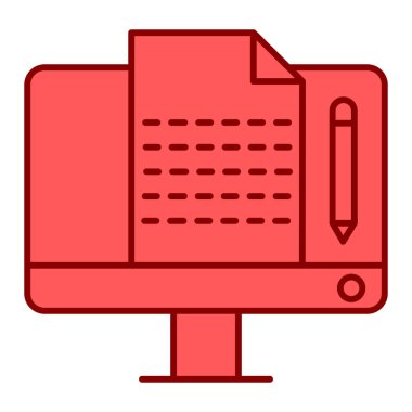 Belgeli dizüstü bilgisayar ve kalem vektör çizim tasarımı