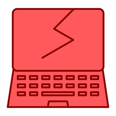 dizüstü bilgisayar simgesi. Web için kırmızı masaüstü vektör simgelerinin düz çizimi