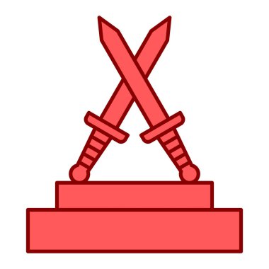 Kılıç simgesi. Web için ortaçağ kılıç vektör simgelerinin özet çizimi