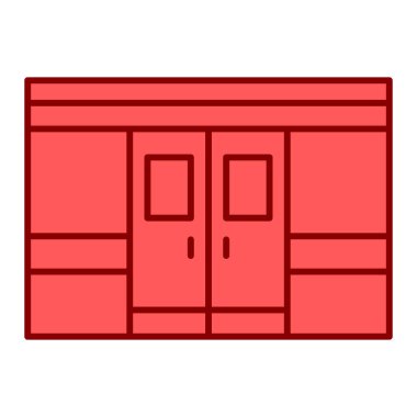 Bir deponun kırmızı ve beyaz vektör illüstrasyonu