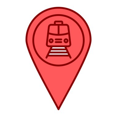 bir tren simgesi ile kırmızı ve beyaz harita işaretleyici