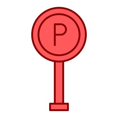 Park yeri simgesi. İnce çizgi sembolü. Klasik düz biçim.