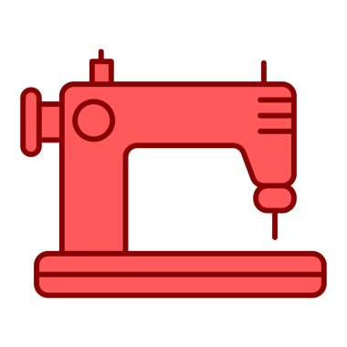 Dikiş makinesi simgesi. Web için eski kırmızı vektör simgelerinin karikatür çizimi