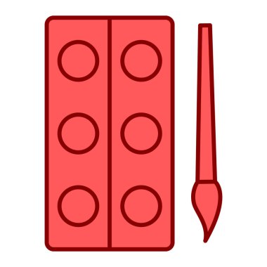 Arkaplanda tek bir izole kırmızı ve beyaz kalem simgesinin vektör çizimi