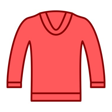 Beyaz arka planda izole edilmiş kumaştan süveter giyen bir kadının vektör çizimi